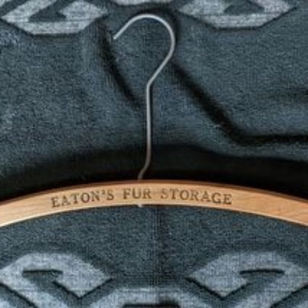 Vintage EATON’S FUR STORAGE Advertising Wooden Clothes Hanger c Early 20 Century